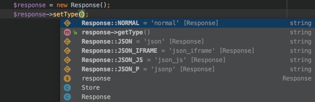 Response setType